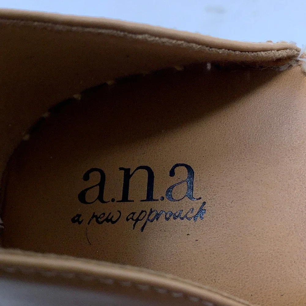 a.n.a Womens 9.5 Tan Ankle Strap Espadrille Flat Sandals